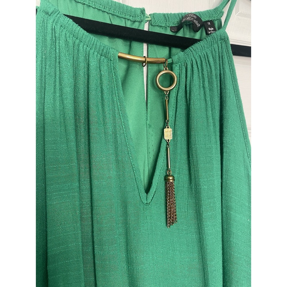 Mlle Gabriella Womens 1X Kelly Green Halter Maxi Dress Resort Wear Classic - Picture 2 of 8